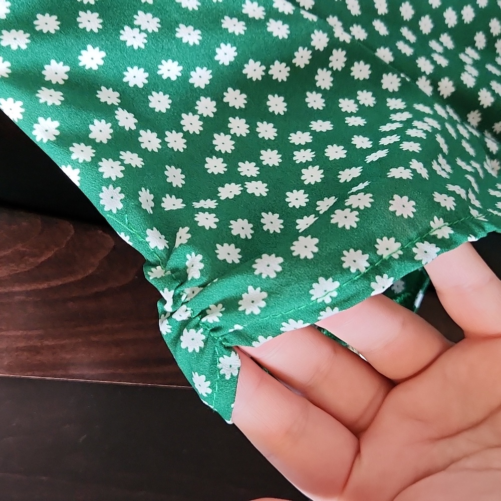 Green Floral Dot Summer Dress - Picture 3 of 6